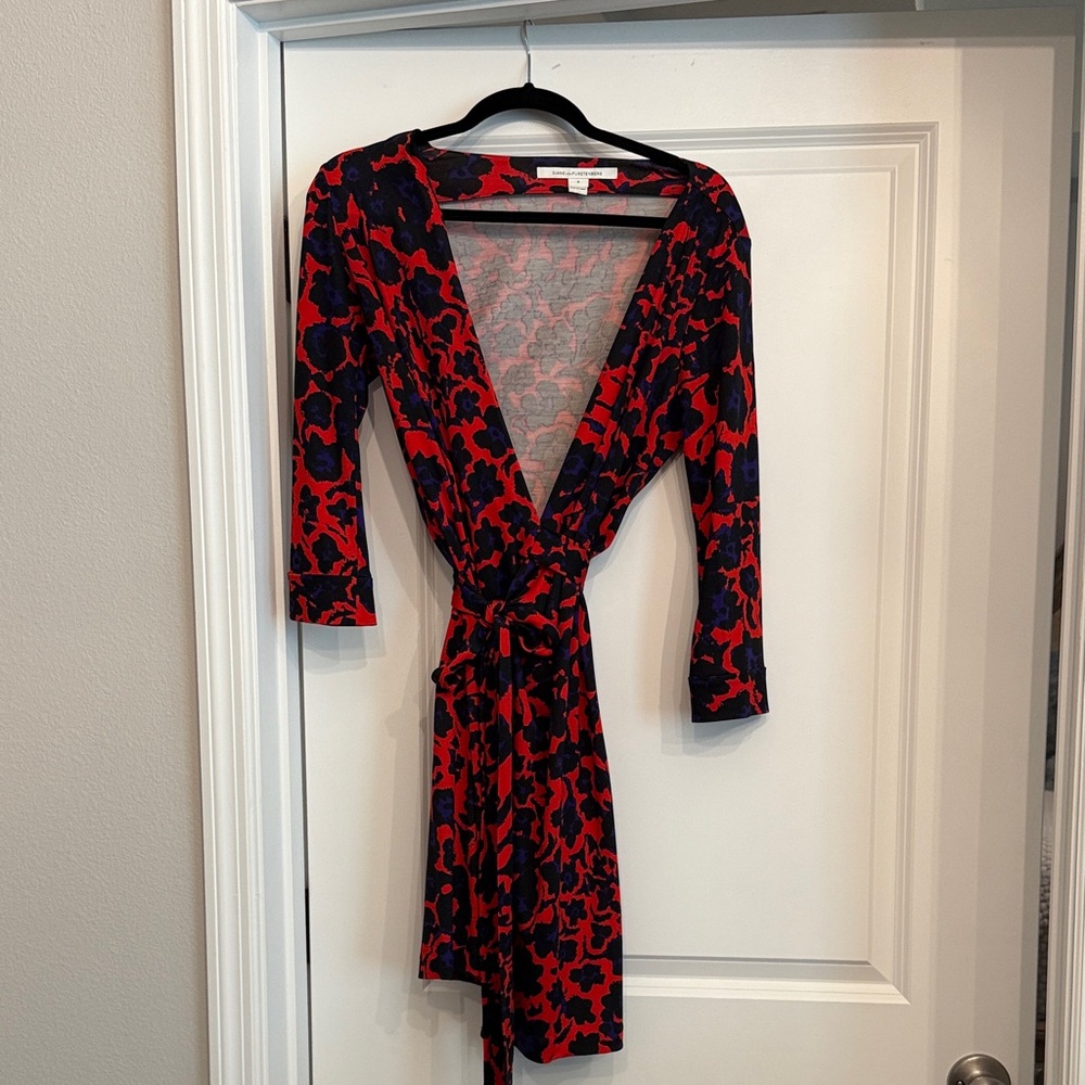 Diane Von Furstenberg Red and Blue Wrap Dress